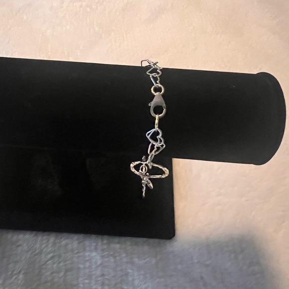 Sale 925 Gold over Silver Hammered Link Bracelet - Picture 10 of 11